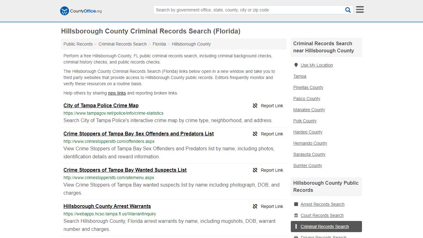 Hillsborough County Criminal Records Search (Florida)